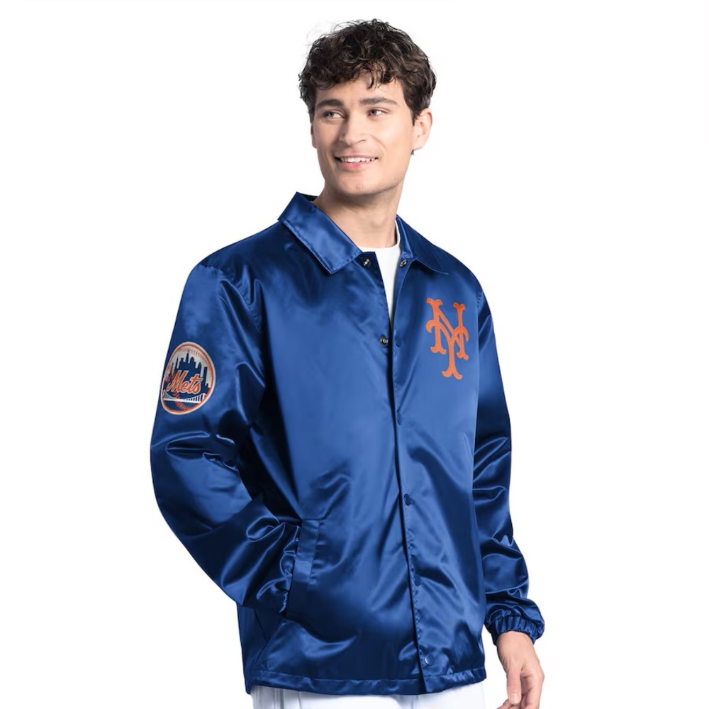 Ebbets Field Flannels Royal Blue Varsity Jacket with Orange Logo